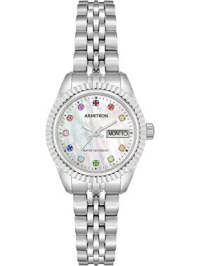 Armitron Women's Silver Genuine Crystal Accented Bracelet Round Luxury Watch